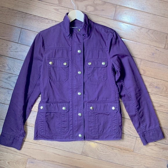 J Crew Factory Dark Burgundy Relaxed Boyfriend Field Jacket - Picture 5 of 14